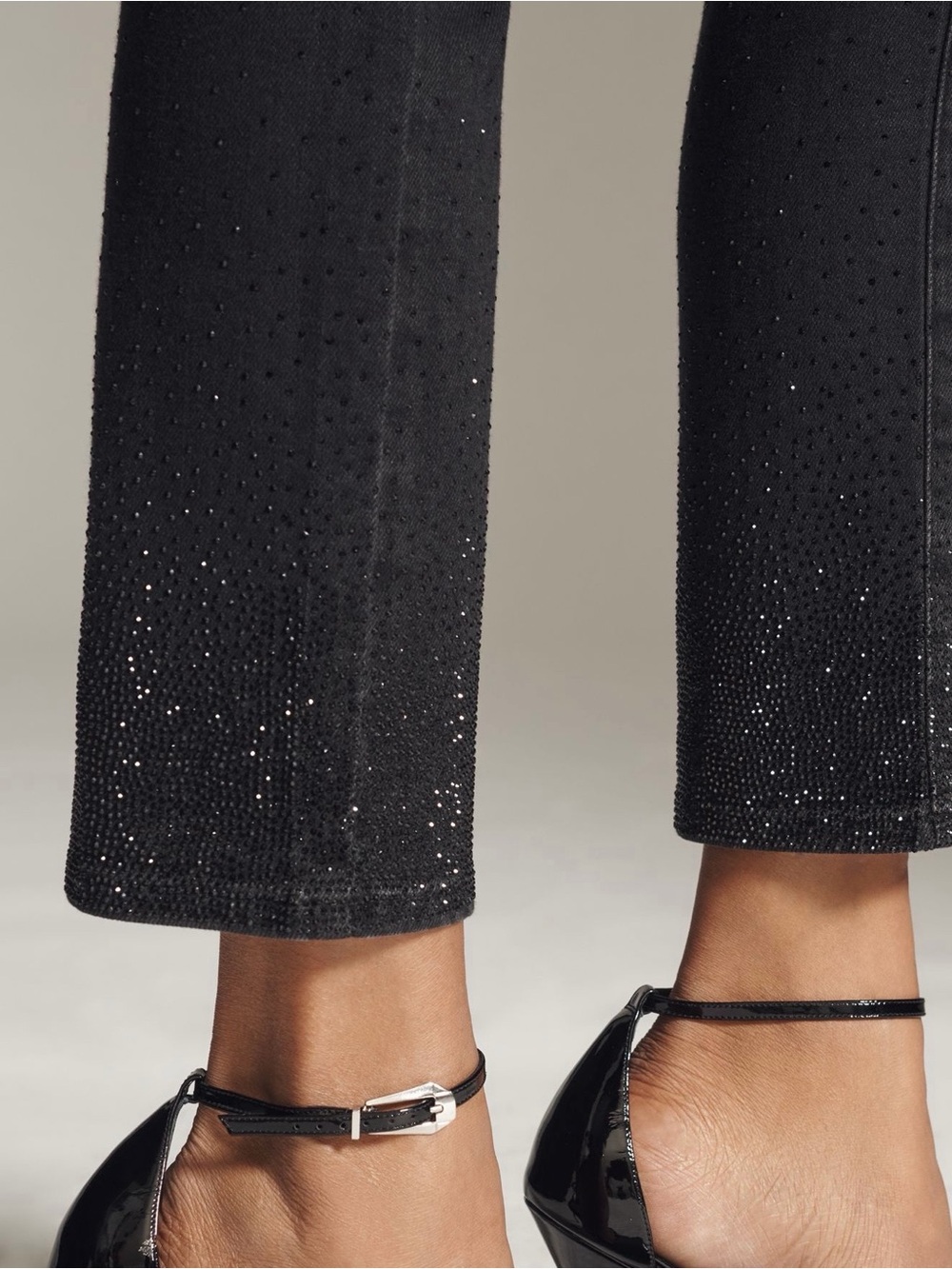 Ag Adriano Goldschmied Black Embellished Cropped Jeans